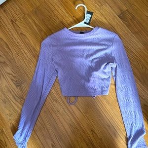 light purple long sleeve crop top